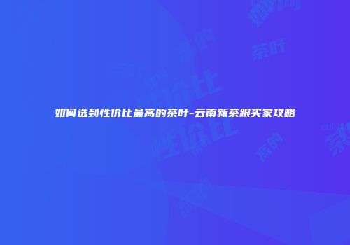 如何选到性价比最高的茶叶-云南新茶跟买家攻略