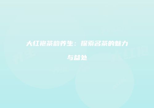 大红袍茶韵养生：探索名茶的魅力与益处