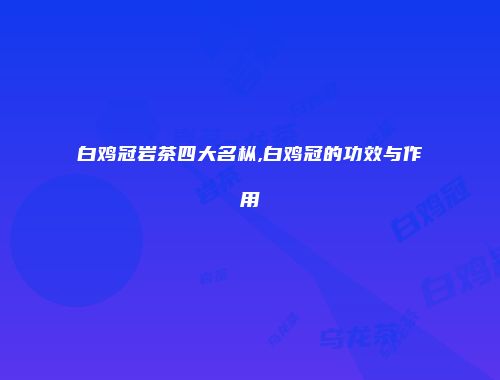 白鸡冠岩茶四大名枞,白鸡冠的功效与作用