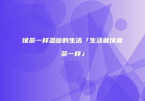 像茶一样温暖的生活「生活就像煮茶一样」