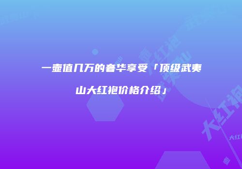 一壶值几万的奢华享受「顶级武夷山大红袍价格介绍」