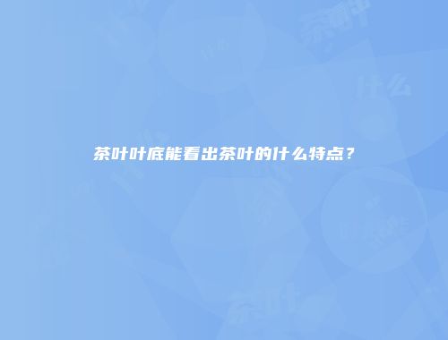 茶叶叶底能看出茶叶的什么特点？