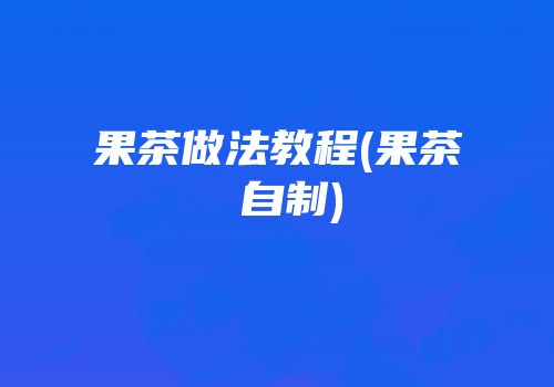 果茶做法教程(果茶 自制)