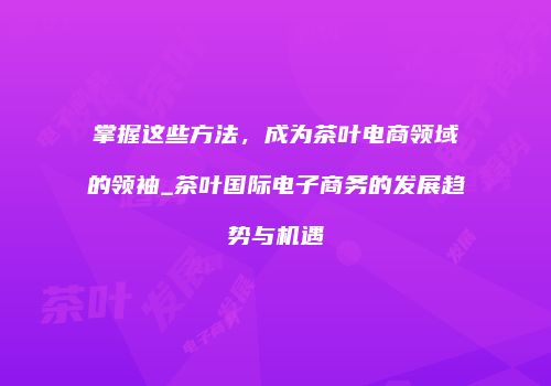 掌握这些方法，成为茶叶电商领域的领袖_茶叶国际电子商务的发展趋势与机遇