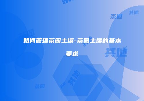 如何管理茶园土壤-茶园土壤的基本要求