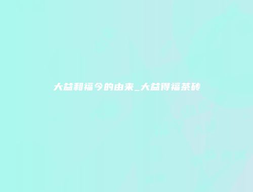 大益和福今的由来_大益得福茶砖