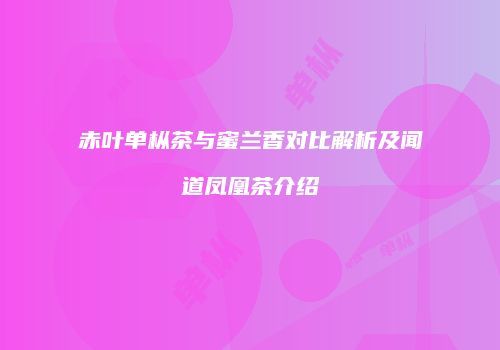 赤叶单枞茶与蜜兰香对比解析及闻道凤凰茶介绍