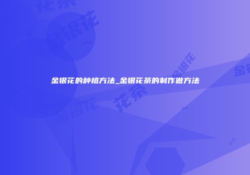 金银花的种植方法_金银花茶的制作做方法