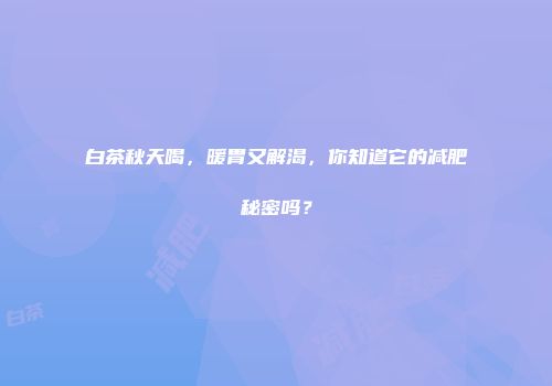 白茶秋天喝，暖胃又解渴，你知道它的减肥秘密吗？