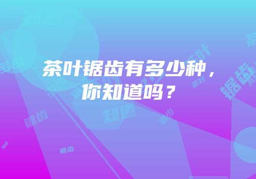 茶叶锯齿有多少种，你知道吗？