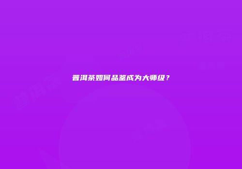 普洱茶如何品鉴成为大师级？