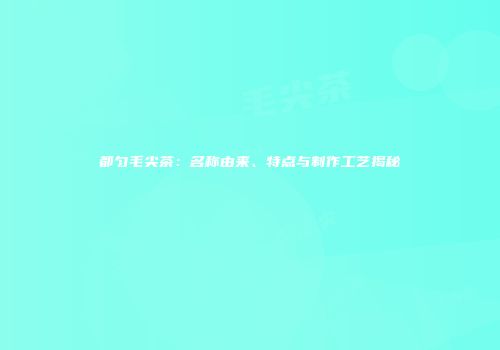 都匀毛尖茶：名称由来、特点与制作工艺揭秘