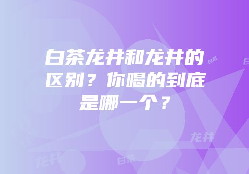 白茶龙井和龙井的区别？你喝的到底是哪一个？