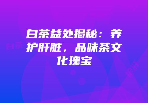 白茶益处揭秘：养护肝脏，品味茶文化瑰宝