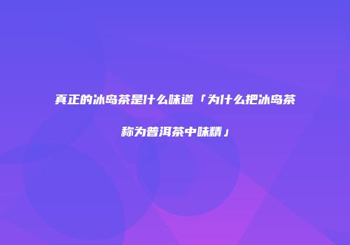 真正的冰岛茶是什么味道「为什么把冰岛茶称为普洱茶中味精」