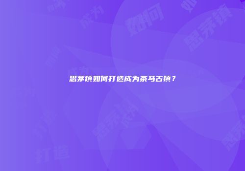 思茅镇如何打造成为茶马古镇？