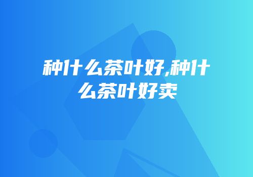 种什么茶叶好,种什么茶叶好卖
