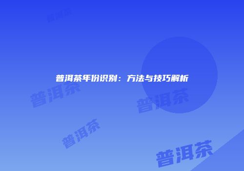 普洱茶年份识别：方法与技巧解析