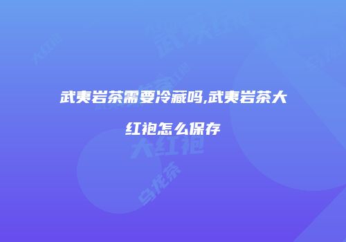 武夷岩茶需要冷藏吗,武夷岩茶大红袍怎么保存