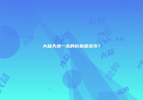 大益天地一流的价格是多少？