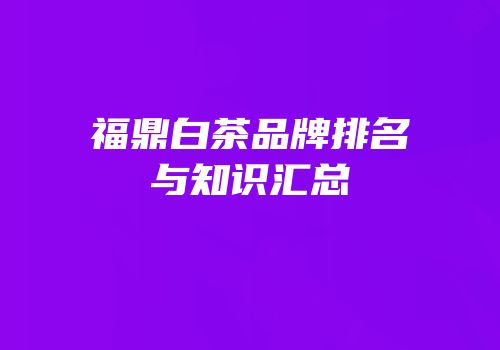 福鼎白茶品牌排名与知识汇总