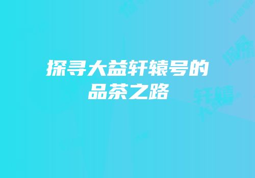 探寻大益轩辕号的品茶之路
