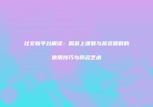 社交新平台解读：喝茶上课群与茶资源群的使用技巧与命名艺术