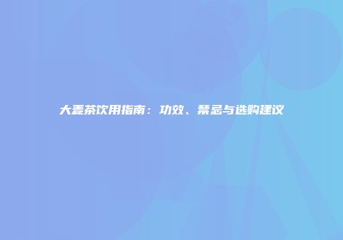 大麦茶饮用指南：功效、禁忌与选购建议