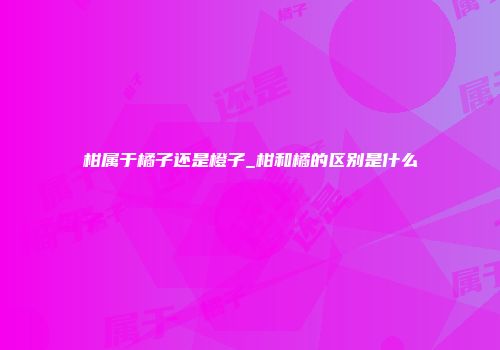 柑属于橘子还是橙子_柑和橘的区别是什么