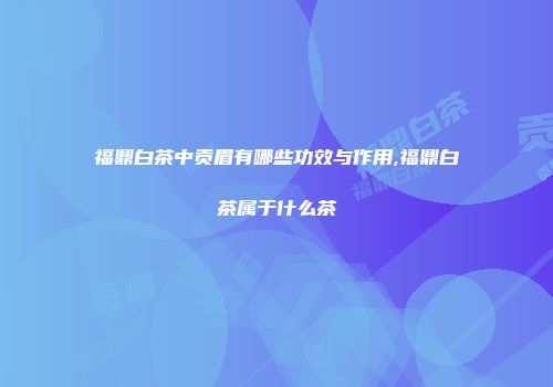 福鼎白茶中贡眉有哪些功效与作用,福鼎白茶属于什么茶
