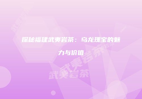 探秘福建武夷岩茶：乌龙瑰宝的魅力与价值