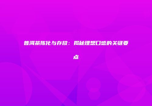 普洱茶陈化与存放：揭秘理想口感的关键要点