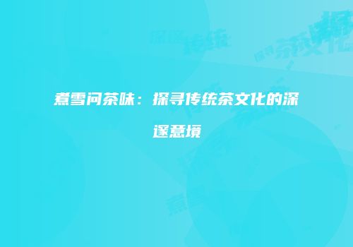 煮雪问茶味：探寻传统茶文化的深邃意境