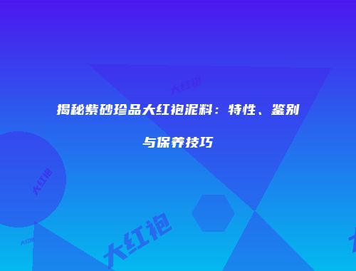揭秘紫砂珍品大红袍泥料：特性、鉴别与保养技巧