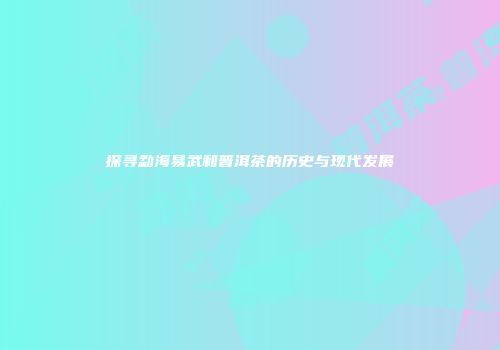 探寻勐海易武和普洱茶的历史与现代发展