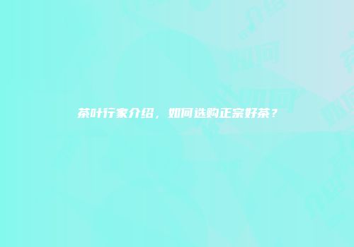 茶叶行家介绍，如何选购正宗好茶？