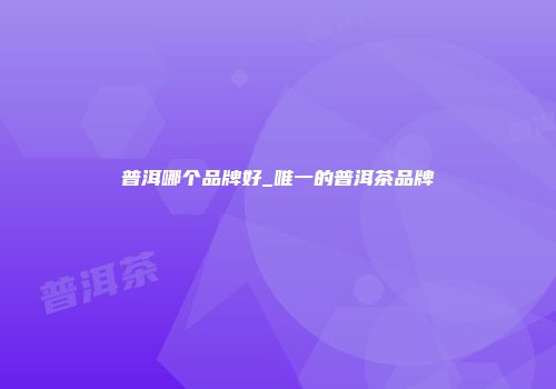 普洱哪个品牌好_唯一的普洱茶品牌