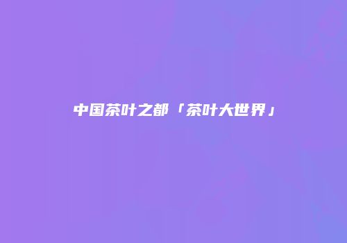 中国茶叶之都「茶叶大世界」