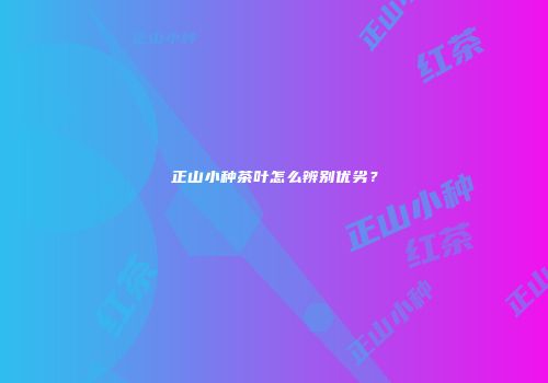 正山小种茶叶怎么辨别优劣？