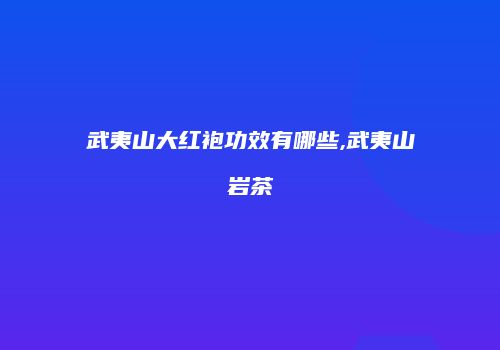 武夷山大红袍功效有哪些,武夷山岩茶