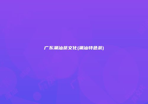 广东潮汕茶文化(潮汕特色茶)