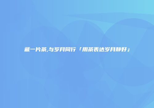 藏一片茶,与岁月同行「用茶表达岁月静好」
