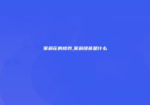 茉莉花的修剪,茉莉绿茶是什么