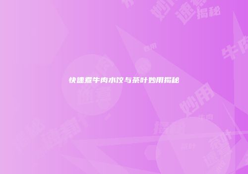 快速煮牛肉水饺与茶叶妙用揭秘