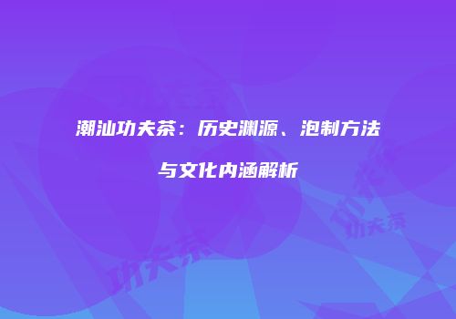潮汕功夫茶：历史渊源、泡制方法与文化内涵解析
