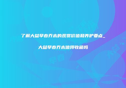 了解大益早春乔木的观赏价值和养护要点_大益早春乔木值得收藏吗