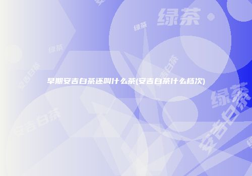 早期安吉白茶还叫什么茶(安吉白茶什么档次)