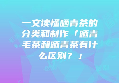 一文读懂晒青茶的分类和制作「晒青毛茶和晒青茶有什么区别？」