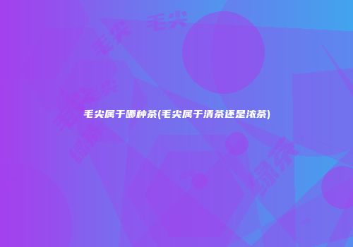 毛尖属于哪种茶(毛尖属于清茶还是浓茶)