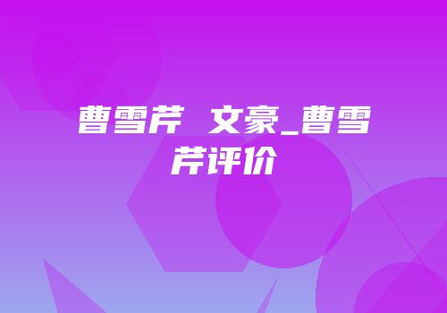曹雪芹 文豪_曹雪芹评价